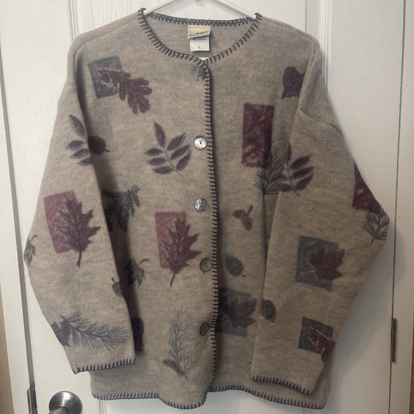 Artisans sunschein designs leaf fall sweater crewneck womens Large - Picture 1 of 3